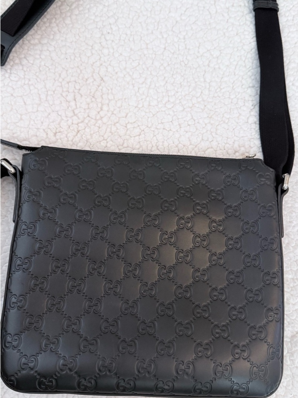 Gucci Black Monogram Leather Messenger Bag - Picture 14 of 16